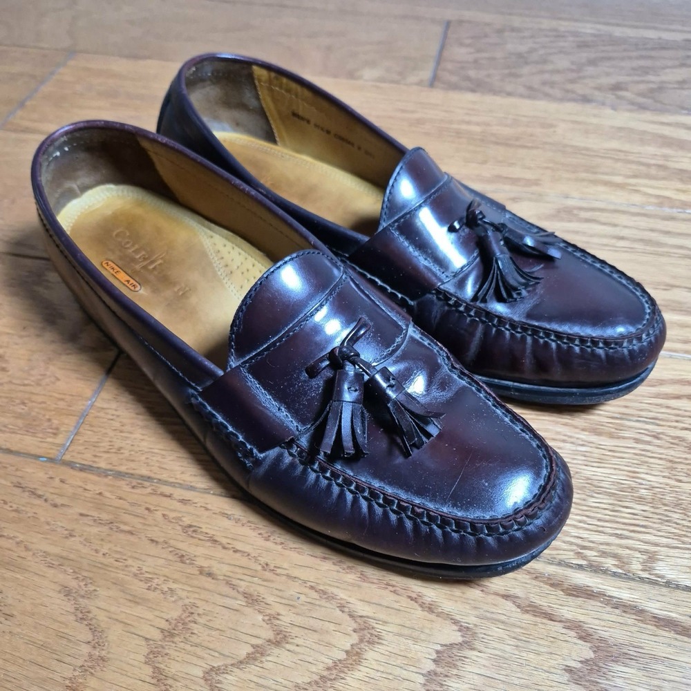 Cole Haan Men tassel pinched leather loafer dark burgundy 11.5 M
